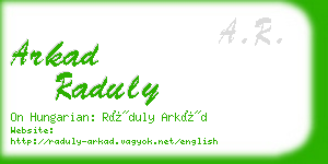 arkad raduly business card